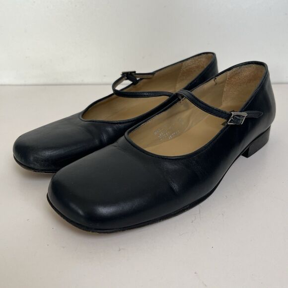 LL Bean Mary Jane Leather Shoes Sz 7 Square Toe Twee Balletcore Made in Portugal - Picture 4 of 11